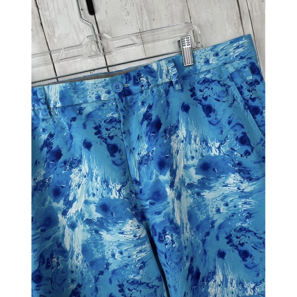 Men's HRESKI Loud Blue Swirl Watercolor Golf Pants Size 38 X 30